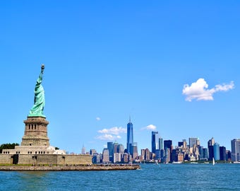 Statue of Liberty & NYC Skyline Print | New York Wall Art | Manhattan Travel Photography | Print, Frame or Canvas