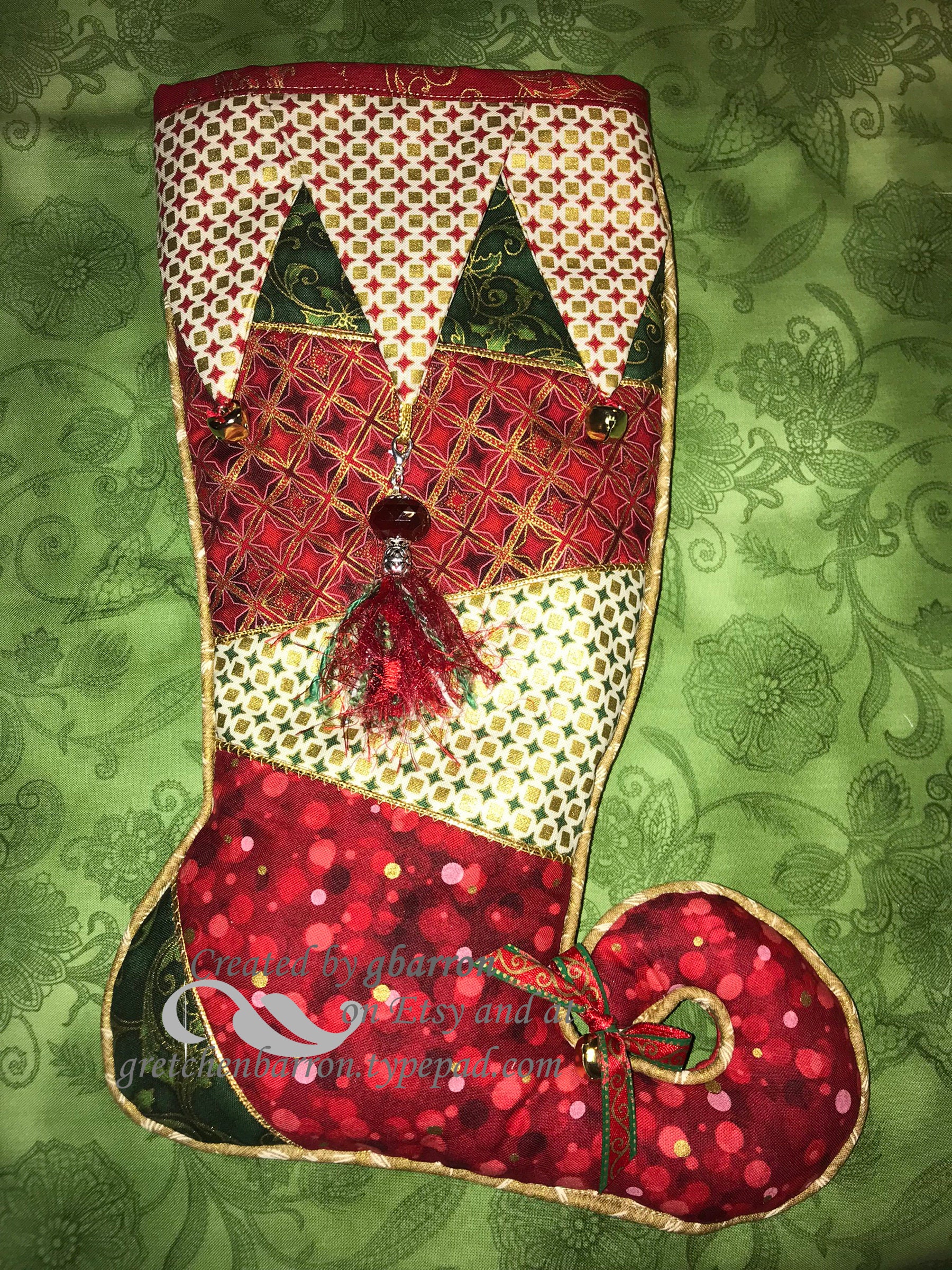 Jester Christmas Stocking Whimsical and Fun Metallic  Etsy