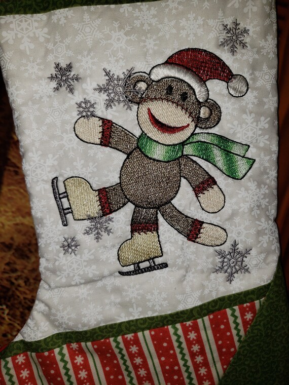 Cute and Whimsical Christmas Sock Monkey Christmas Stocking Etsy