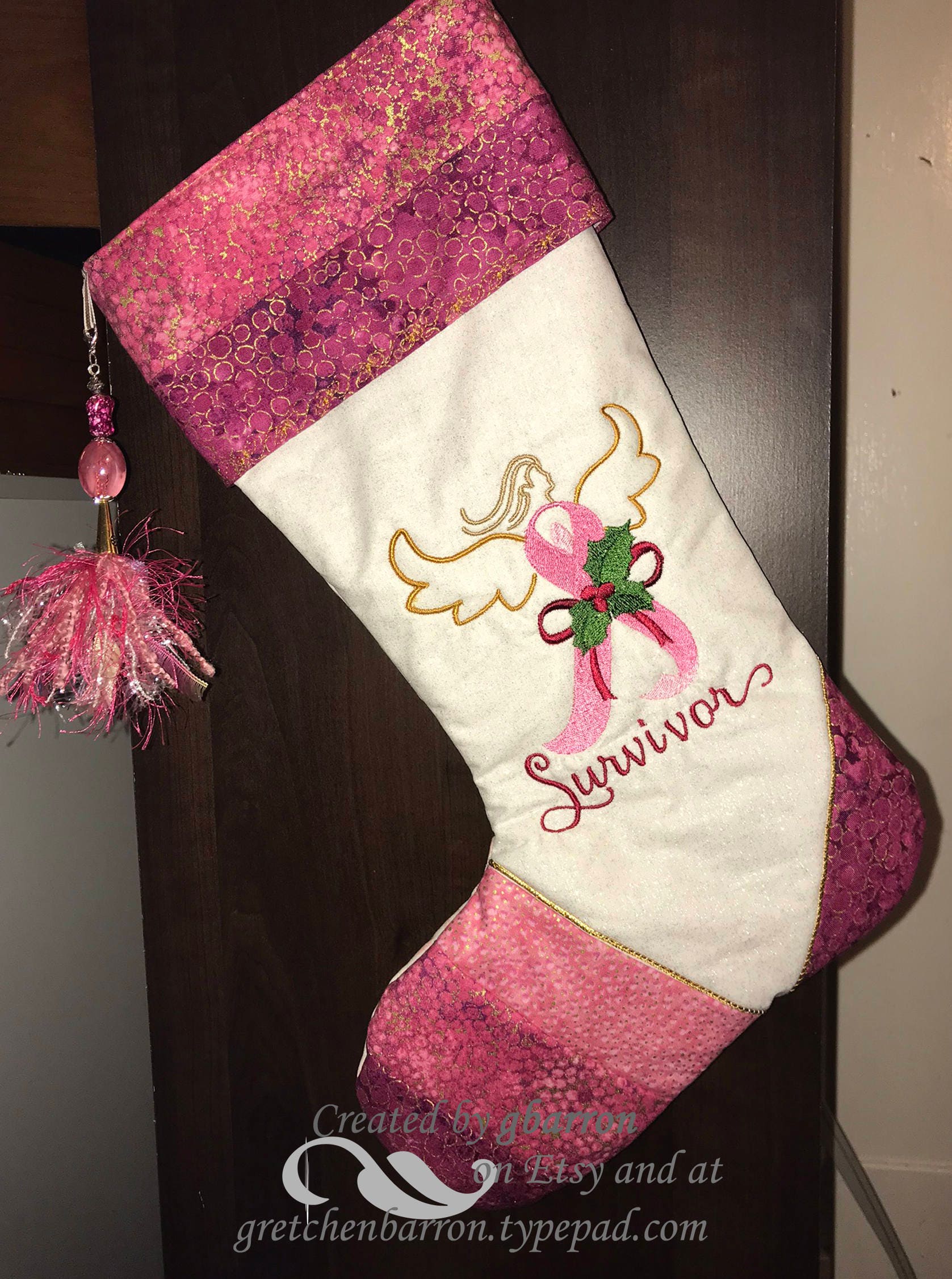 Breast Cancer Christmas Stocking Handmade New Breast Cancer Christmas Stocking Handmade New