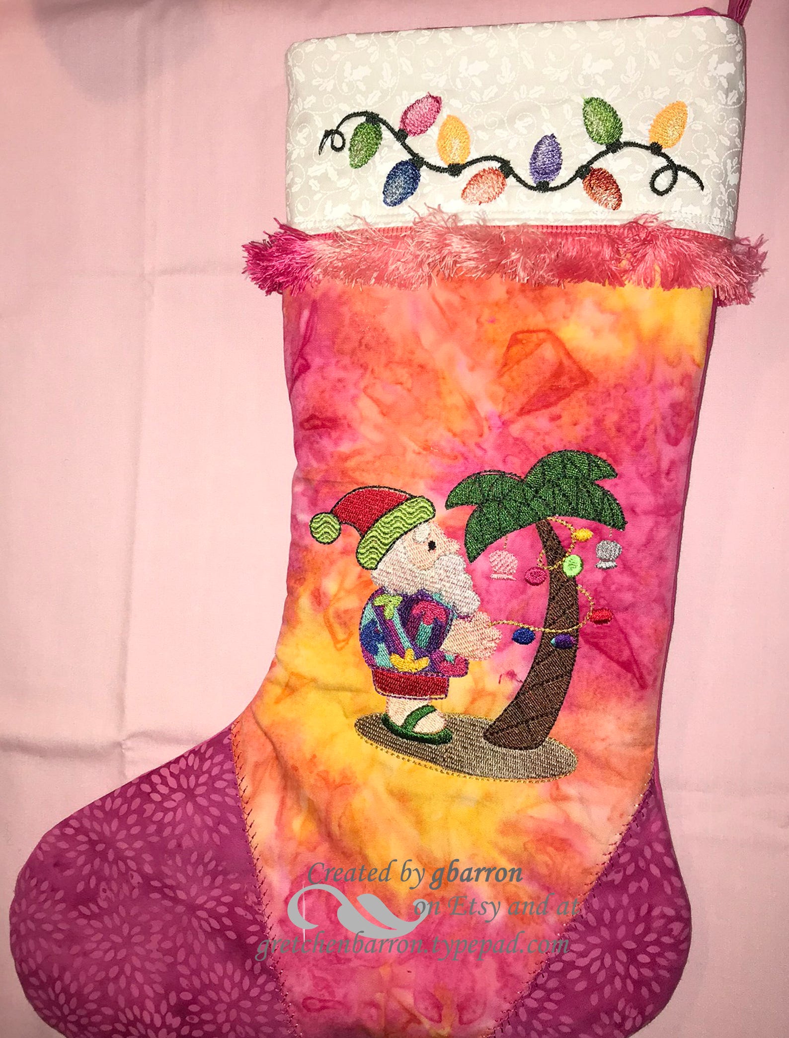 Tropical Santa Christmas Stocking Christmas Stocking Etsy