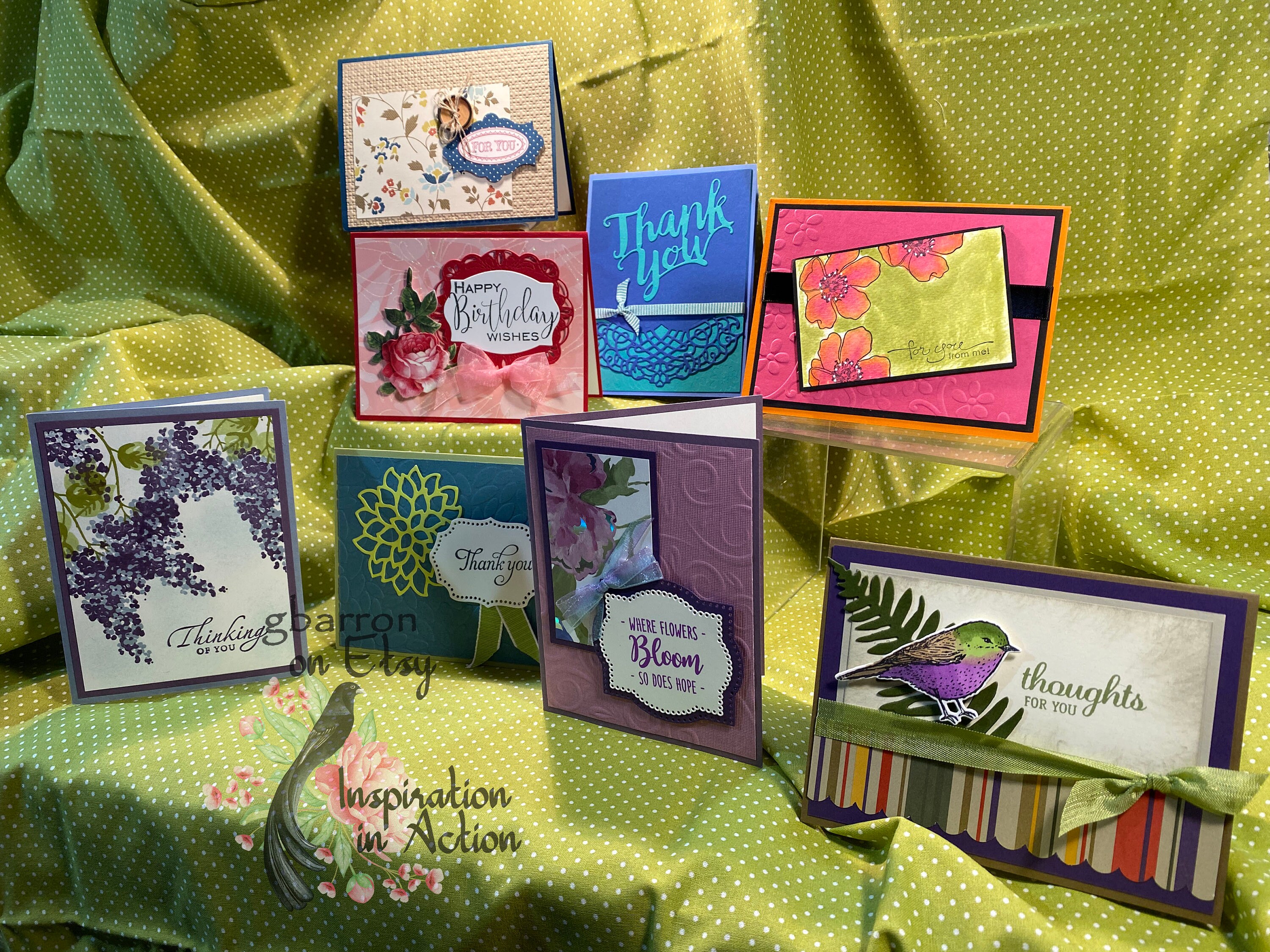 Thinking of You Set F Thank You Get Well Birthday All Occasion Bundle of Handmade Cards with Matching Envelopes