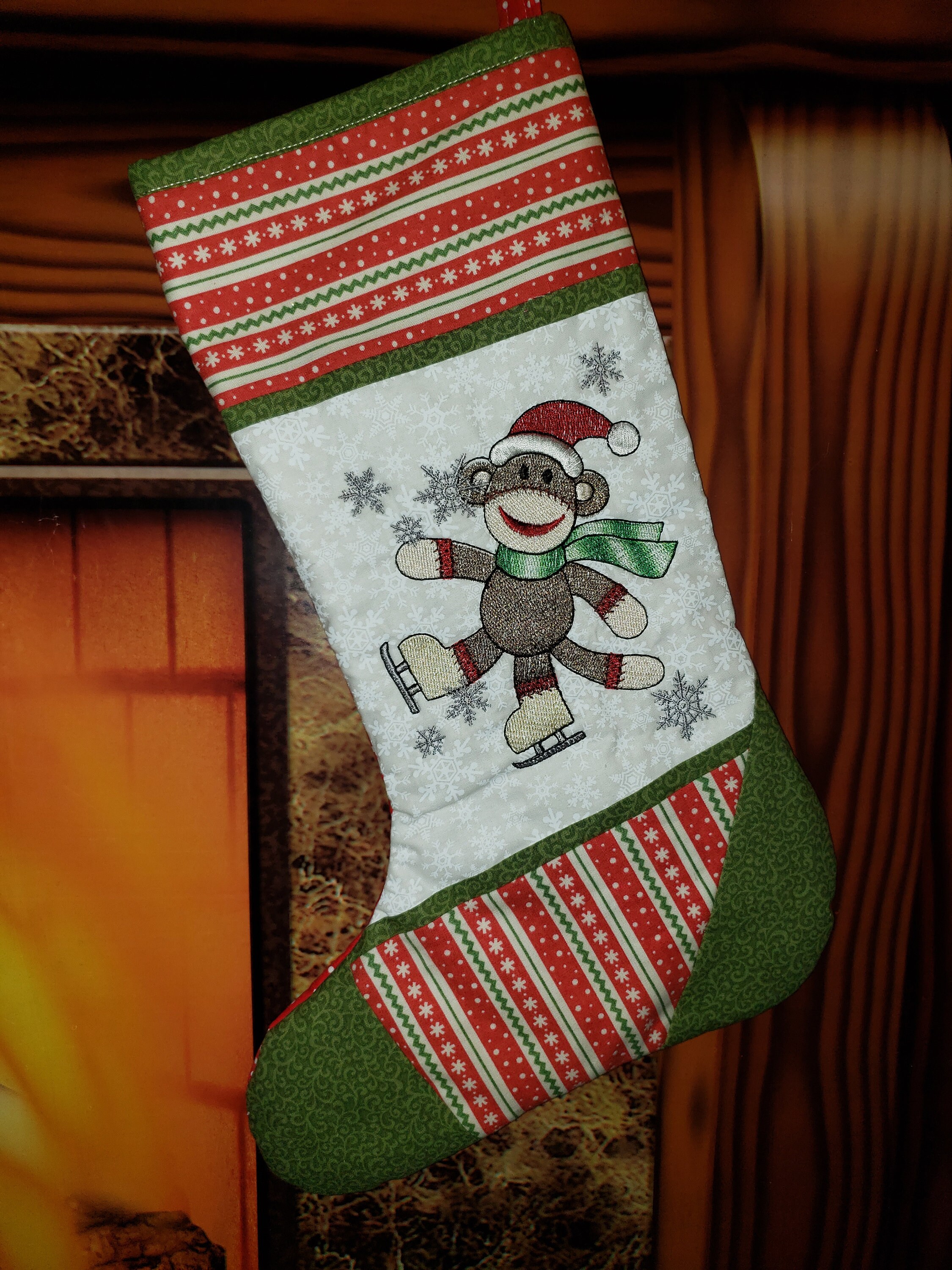 Cute and Whimsical Christmas Sock Monkey Christmas Stocking Etsy
