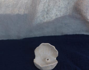 Handmade Ceramic Seashell Incense Holder, Wabi Sabi Pottery, Coastal Beach Decor, Meditation Yoga Gift
