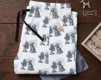 Pijama engraçado de Terrier Galês | Roupa de descanso de verão para mães de cachorro | Roupa de dormir para Terrier Airedale | Pijama fofo para filhotes | Calça de moletom folgada