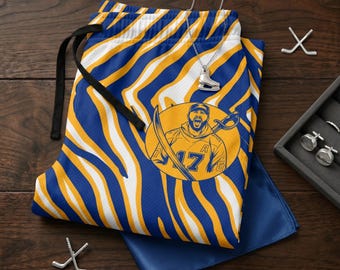 Buffalo Sports Fan Pajamas | 716 Gameday Lounge Pants | Blue and Gold Animal Print | Retro Hockey Watch Party | Upstate NY Expat Gift Tee