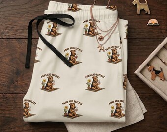 Calça de pijama com estampa de Welsh Terrier | Roupa confortável para mamães de cachorro | Roupa de dormir para Airedale Terrier | Pijama com estampa de cachorro da Cabin Core | Calça de moletom com modelagem relaxada