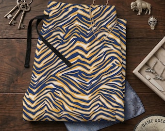 Blue and Gold Lounge Pants | Buffalo Sports Fan Pajamas | 716 Game Day Sleepwear | Upstate NY Loungewear | Women's Zebra Print Bottoms