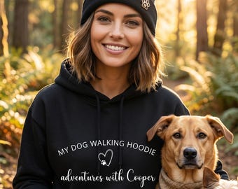 Bedruckter Hunde Hoodie | Personalisiertes Haustier Name Sweatshirt | Hunde Mama Pullover | Hund Papa Herbst Bekleidung | Welpen Trainings Outfit | Wandergeschenk