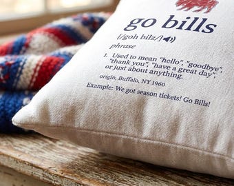 Almohada de fútbol americano de Buffalo / Regalo personalizado con definición y número 17 / Decoración personalizada de doble cara para fanáticos / Divertido detalle de los Bills / Regalo de la mafia