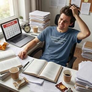 Funny Procrastinator Quote Shirt, Sarcastic Office Humor Tee, Vintage Wash College Student Apparel, Relatable Lazy Day Clothing image 3