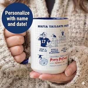 Personalisierte Büffel-Fußballtasse | Benutzerdefinierte Tisch Smash Photo | Lustige Mafia Minuten Tasse | Entwurf 716 Geschenk | Man Höhle Dekor