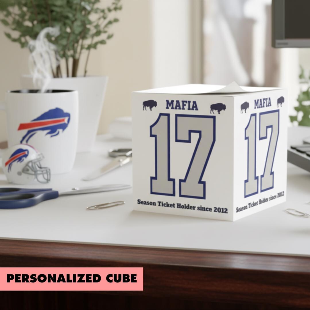 Personalized Bills Mafia Note Cube, Custom Fan Text Josh Allen #17 Desk ...
