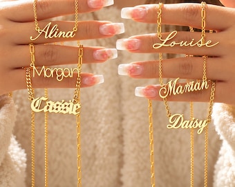 Personalized Name Necklace, Custom Name Pendant, Minimalist Jewellery,18k Gold Plated Jewelry/Gift for Women, Mom, Best Friend Chain 12"-22"