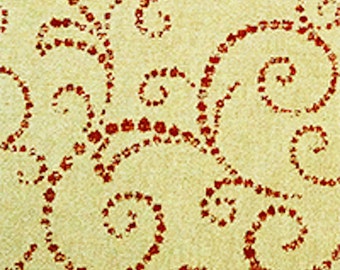 1 Yard Sparkling Silver with Red Scrolls - 54" wide Home Decor Fabric