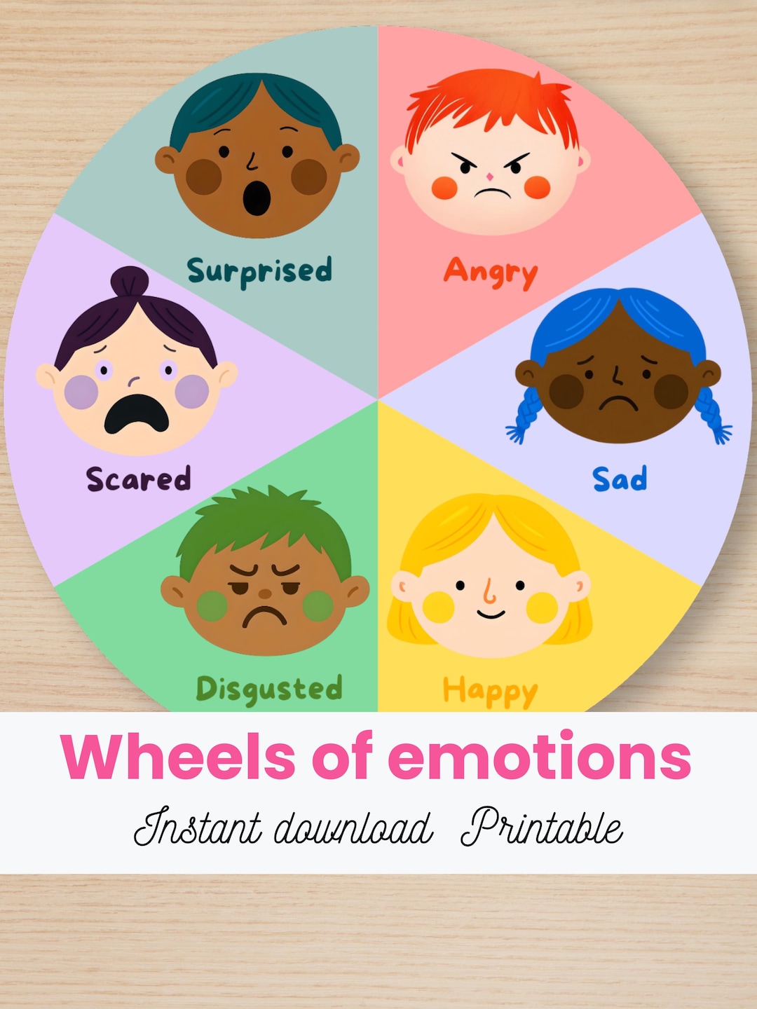 Printable Emotion Wheel for Kids | Feelings Chart PDF | Emotional ...