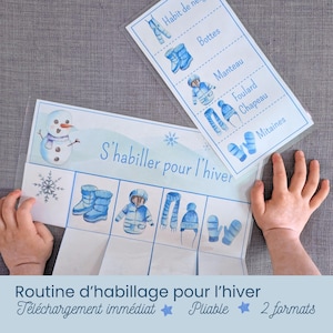 Vinterklädningsrutin - Utskrivbar vikbar visuell diagram - Visuell klädsekvens för barn - Självständighet - Montessori
