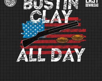 Digital File Patriotic American Flag Shotgun Clay Pigeon Shooting Digital Art Print, Gun Owner Gift PNG, Hunting Sports Design, Dad Gift