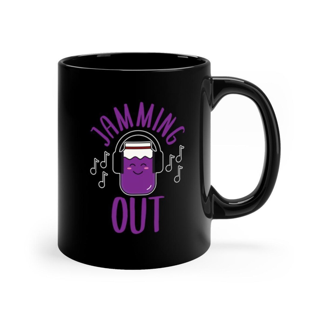 Jamming Out Mug, Cute Music Ceramic Mug, Funny Coffee Cup, Headphones ...