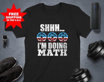 Vintage Gym T-Shirt - Shhh I'm Doing Math - Weightlifting Workout Lover Tee, Gym Clothes for Muscle Mommy or Muscle Daddy, Lifting Shirt