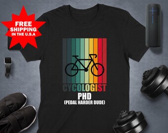 Cycologist PhD Cycling T-Shirt for Men | Cyclist Road Bike Graphic Tee, Gift for Mountain Biking Lover, Funny Cycling Shirt, Triathlon Gear