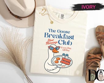 The Goose Breakfast Club Shirt, Retro Silly Goose Breakfast Tee, Hand Drawn Brunch Food Graphic, Sunday Morning Humor Sweatshirt