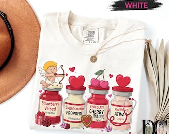 Valentine Anesthesia Medicine Bottle Shirt, Cupid Nurse Humor Graphic Tee, Medical Valentine T-Shirt Sweatshirt