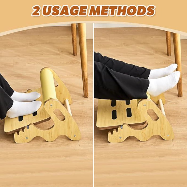 Under Desk Foot Rest Adjustable – Ergonomic Wooden Footrest With Soft ...
