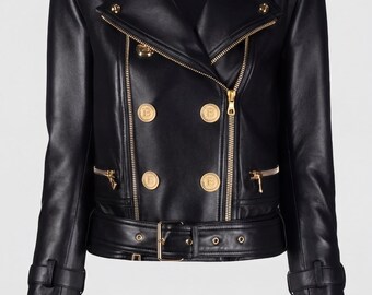 Men’s Black Genuine Leather Jacket – Slim Fit Biker Style