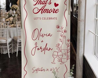 That's Amore Bridal Shower Custom Welcome Sign, Italian Bridal Party Sign, Wine Party Banner, Bridal Photo Backdrop, Wedding Keepsake