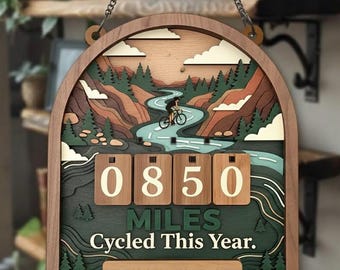 Cycling Miles Tracker Sign, Biker Mileage Log, Cyclist Progress Tracker, Mountain Biking Decor, Personalized Cycling Sign, Bike Rider Gift