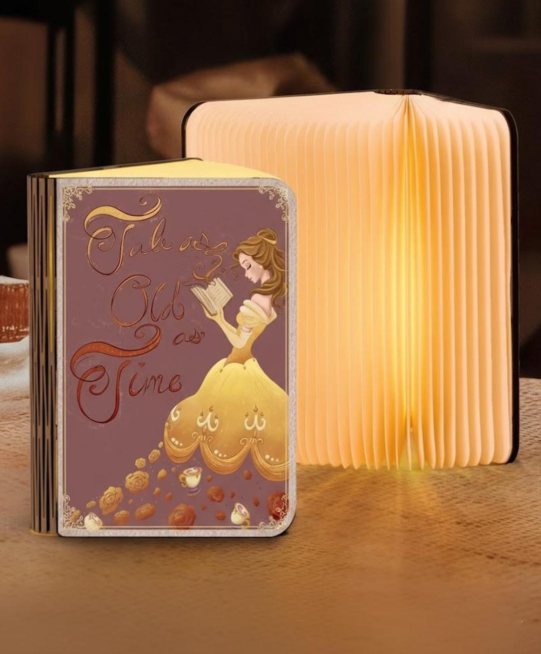 Beauty and the Beast Belle Book Lamp, Tale as Old as Time Folding Book ...