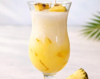 Bougie Pina Colada – Bougie cocktail – Bougie dessert réaliste – Bougie parfumée à la noix de coco et à l'ananas – Décoration estivale – Idée cadeau faite main