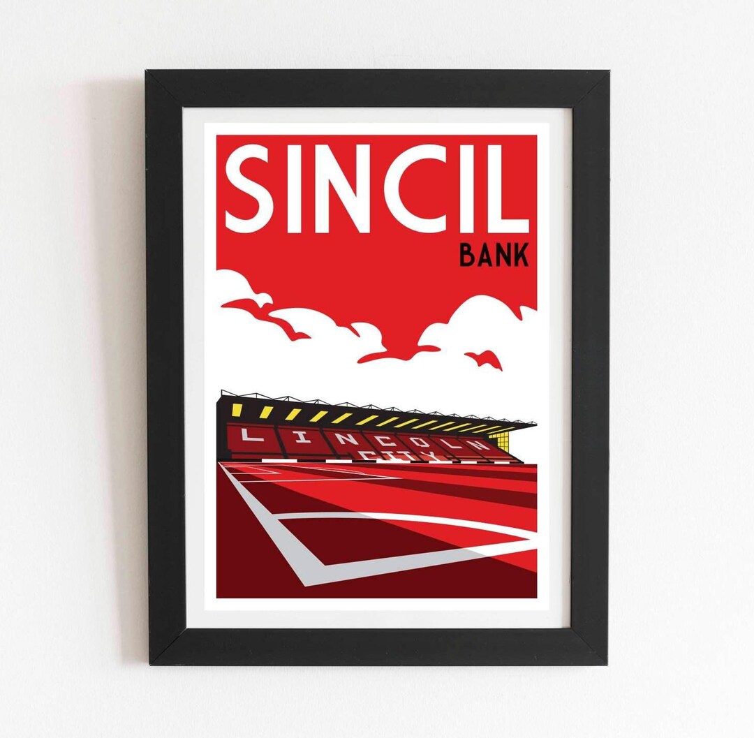 Lincoln City Sincil Bank Retro Football Print: Vintage Stadium ...