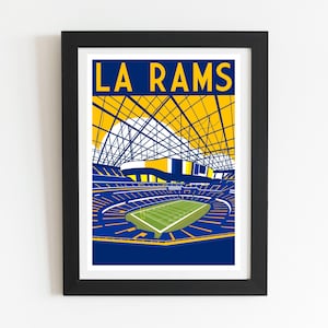 LA Rams SoFi Stadium Print: Retro NFL Football Poster, Minimalist Wall Art (Bold Colors)
