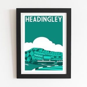 Póster con diseño de arte retro del campo de críquet de Headingley
