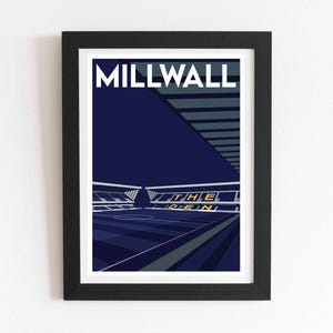 Impression d'art Millwall The Den stade de football rétro, football emblématique, décoration d'intérieur football anglais