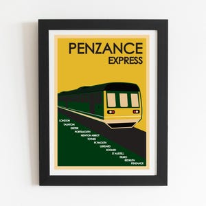 Lámina retro del Penzance Express: Cornwall, Devon - Arte de viajes vintage - Decoración del hogar