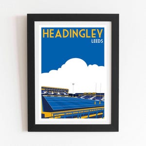 Póster de los Leeds Rhinos - Lámina artística de la liga de rugby de Headingley - Estilo retro - Decoración de pared para el hogar