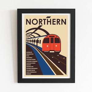 Northern Line (South) - Vintage Style London Underground Tube Poster – Retro Travel Print - Home Decor
