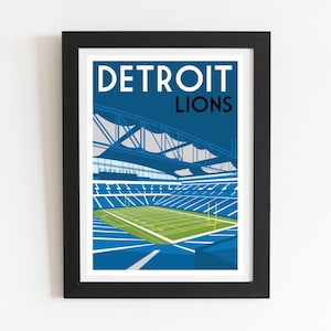 Detroit Lions, Ford Field, Retro art print poster