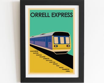 Orrell Express - Lancashire Railway Poster - Retro Minimalist Train Art - Wigan
