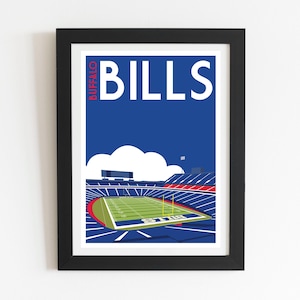 Stampa retrò dello stadio dei Buffalo Bills, Highmark Football Art (decorazione per i tifosi della NFL)