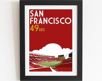 San Francisco 49ers Levi's Stadium retroposter: NFL voetbal muurkunst