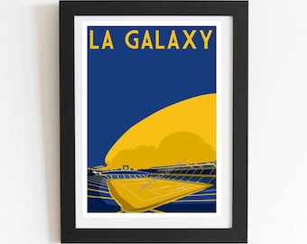 LA Galaxy Stadium Retro Art Print – Football Club Memorabilia, American USA Soccer Home Decor