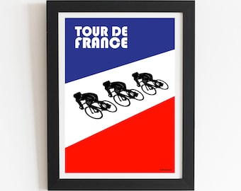 Tour de France, Vintage travel cycling art print poster