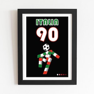 Impresión artística retro del estadio de fútbol de la Copa Mundial de Italia 90: decoración del hogar del fútbol italiano, fútbol