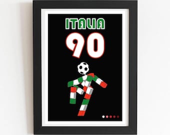 Italia 90 VM Retro Fotbollsstadion Konsttryck: Italiensk fotboll Heminredning, Fotboll