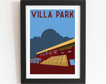 Villa Park Aston Villa Retro Football Stadium Print, English Soccer Home Decor