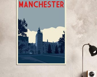 University of Manchester, Vintage art print poster